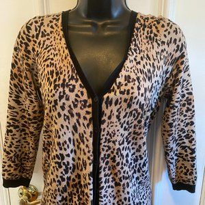 The Limited - V Neck Button Down Tiger Design Cardigan - Size S